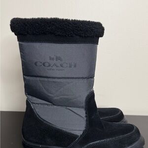 COACH Sherman Suede Nylon Winter Boots Black Size 8 Women’s